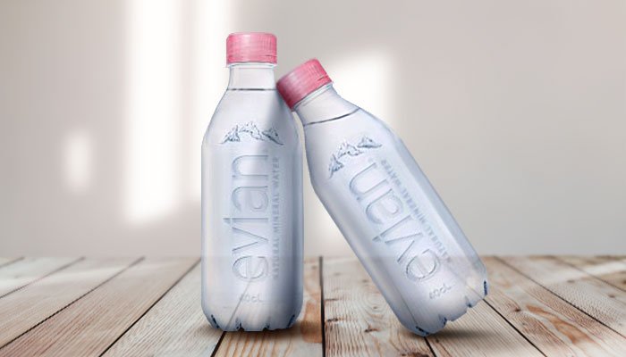 Evian label free bottle